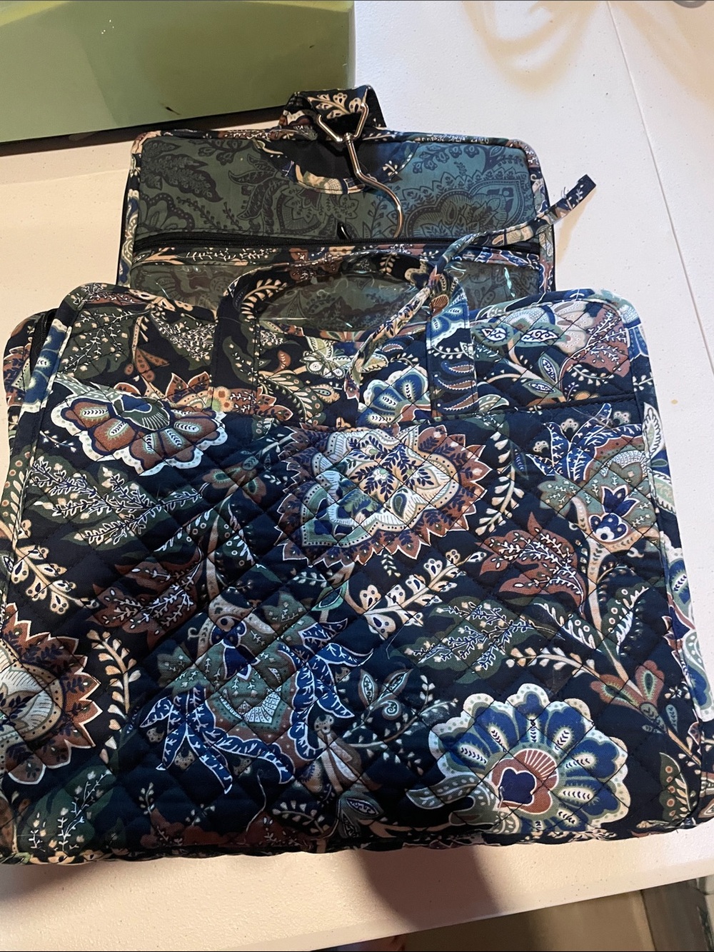 Vera Bradley Quilted Bag in Navy, Teal & Brown Paisley